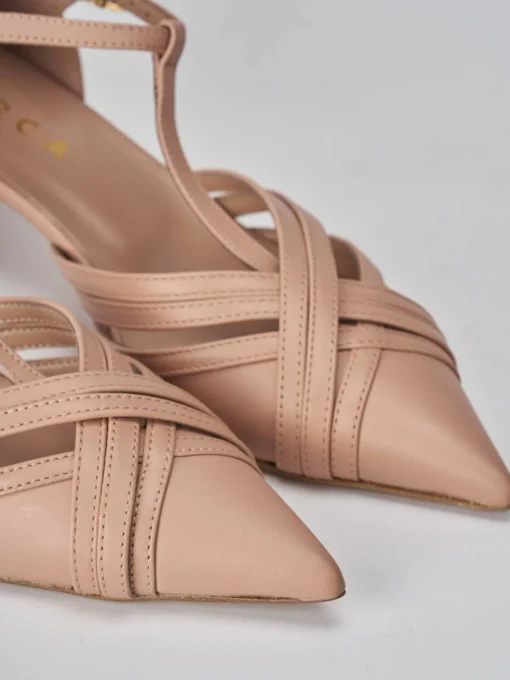 Décolleté e slingback tacco 5cm pelle rosa