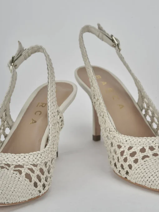 Décolleté e slingback tacco 7cm pelle bianco