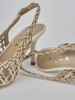 Décolleté e slingback tacco 7cm pelle beige