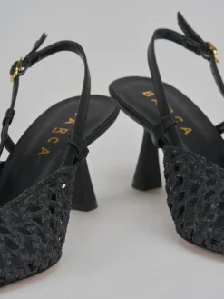 Décolleté e slingback tacco 7cm pelle nero