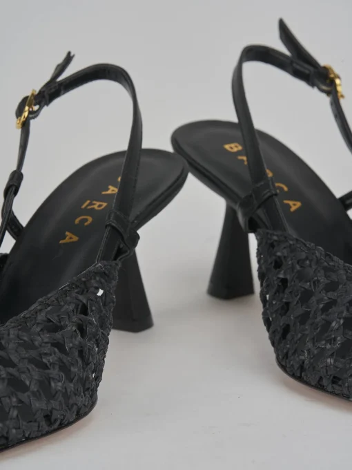 Décolleté e slingback tacco 7cm pelle nero
