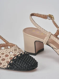 Décolleté e slingback tacco 5cm pelle beige