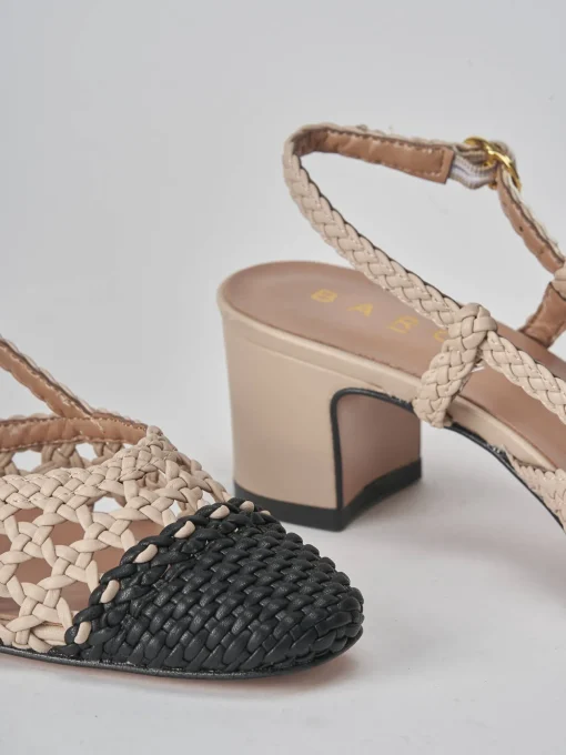 Décolleté e slingback tacco 5cm pelle beige