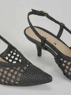 Décolleté e slingback tacco 5cm pelle nero