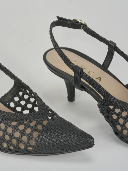 Décolleté e slingback tacco 5cm pelle nero