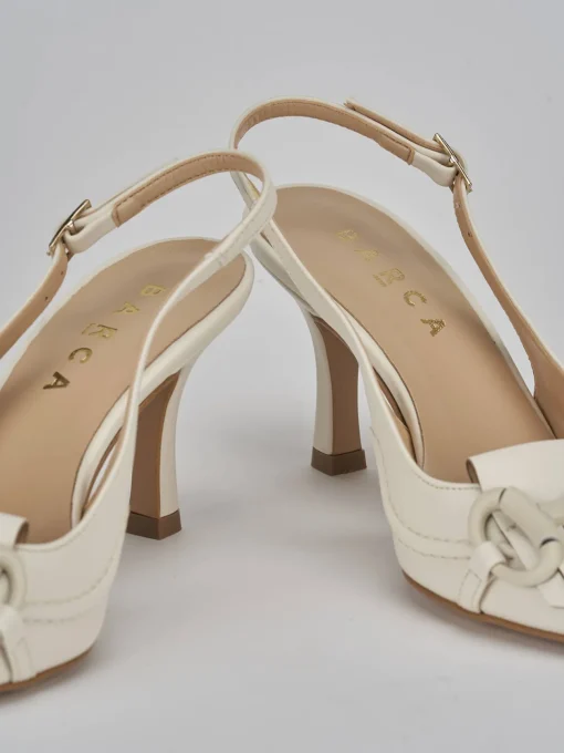 Décolleté e slingback tacco 7cm pelle bianco