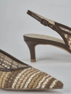 Décolleté e slingback tacco 5cm pelle testa