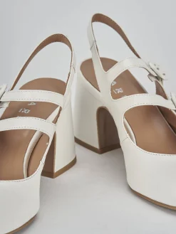 Décolleté e slingback tacco 5cm pelle bianco