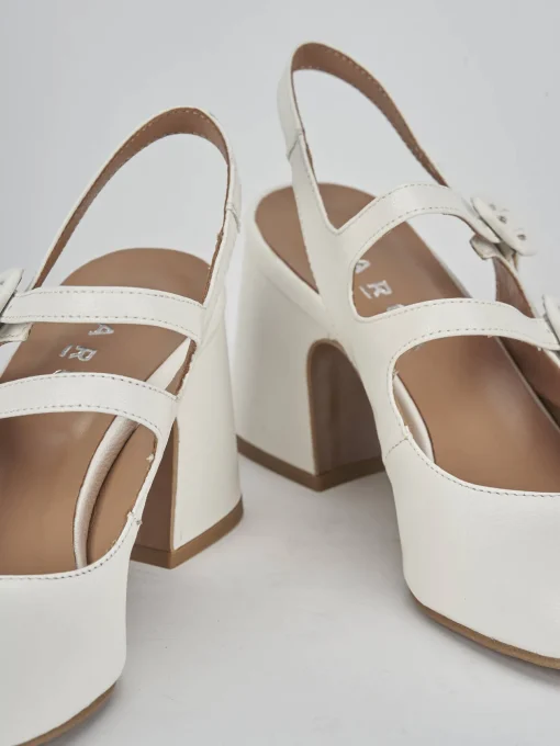 Décolleté e slingback tacco 5cm pelle bianco