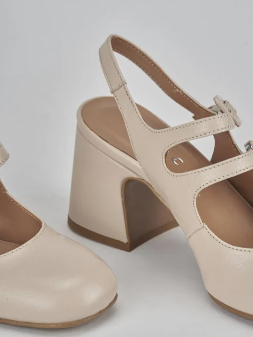 Décolleté e slingback tacco 5cm pelle beige