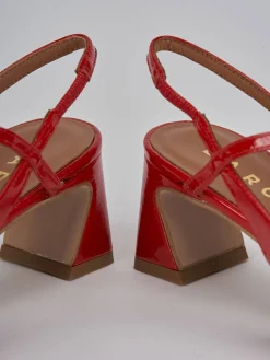 Décolleté e slingback tacco 5cm pelle rosso