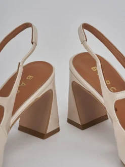 Décolleté e slingback tacco 7cm pelle beige