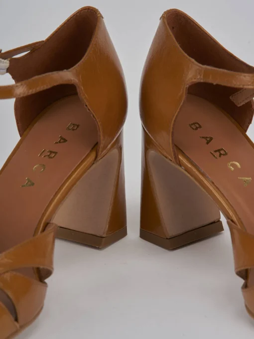 Décolleté e slingback tacco 7cm pelle marrone