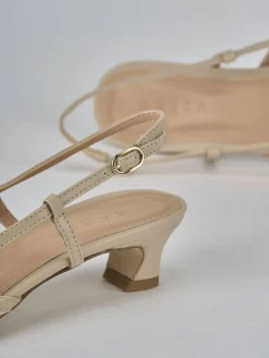 Décolleté e slingback tacco 4cm pelle beige