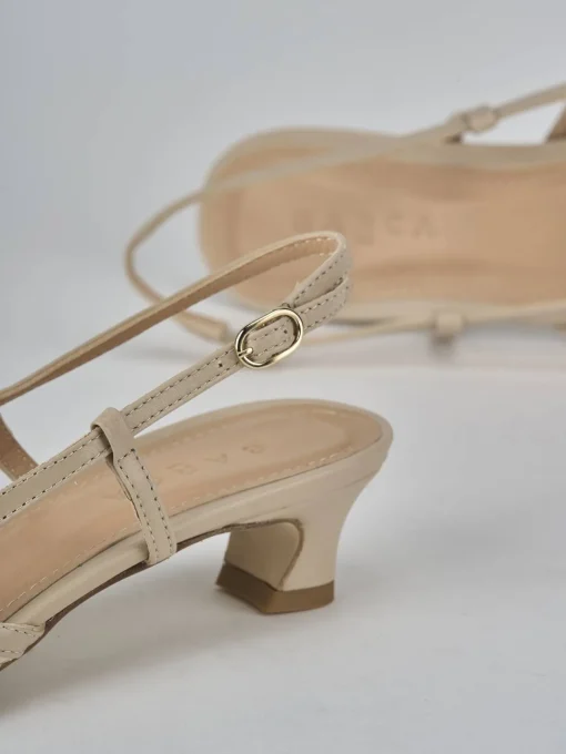 Décolleté e slingback tacco 4cm pelle beige