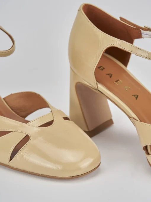 Décolleté e slingback tacco 7cm pelle marrone
