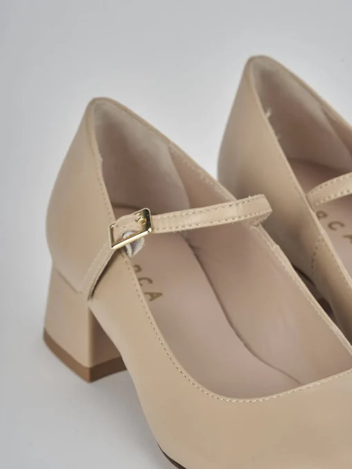 Décolleté e slingback tacco 4cm pelle marrone