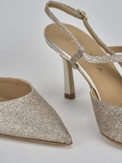 Décolleté e slingback tacco 7cm glitter rosa