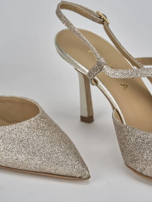 Décolleté e slingback tacco 7cm glitter rosa