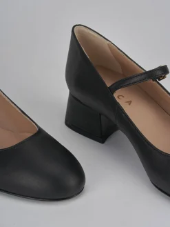 Décolleté e slingback tacco 4cm pelle nero