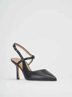 Décolleté e slingback tacco 7cm pelle nero