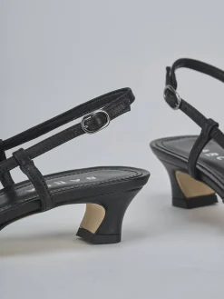 Décolleté e slingback tacco 4cm pelle nero