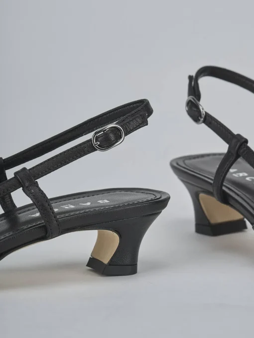 Décolleté e slingback tacco 4cm pelle nero