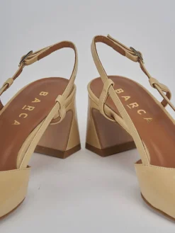 Décolleté e slingback tacco 5cm pelle marrone