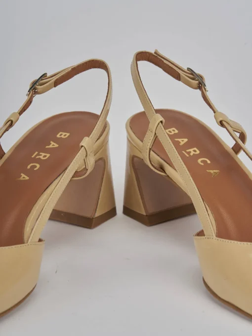 Décolleté e slingback tacco 5cm pelle marrone