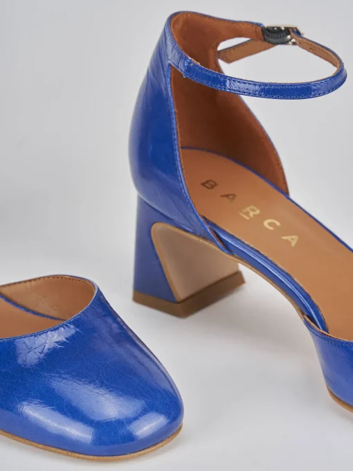 Décolleté e slingback tacco 5cm pelle blu