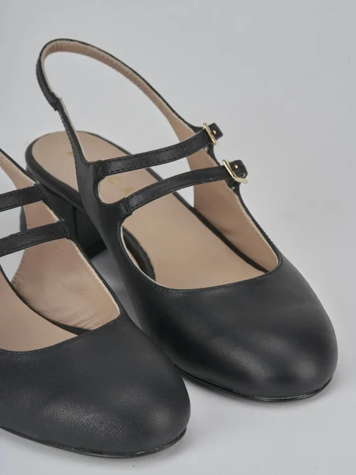 Décolleté e slingback tacco 4cm pelle nero