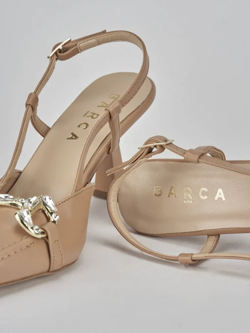 Décolleté e slingback tacco 7cm pelle beige