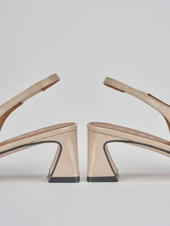 Décolleté e slingback tacco 5cm pelle beige
