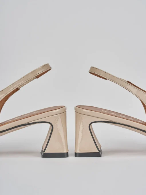 Décolleté e slingback tacco 5cm pelle beige