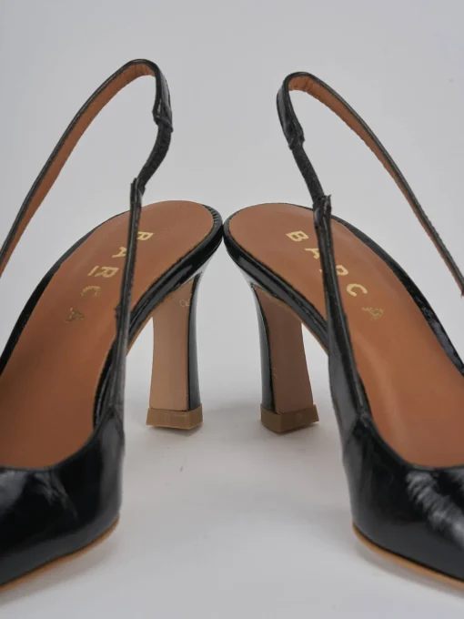Décolleté e slingback tacco 6cm pelle nero