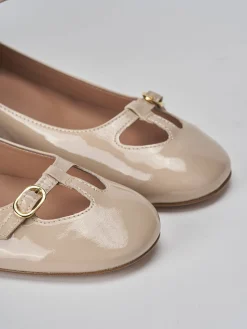 Décolleté e slingback tacco 3cm vernice beige