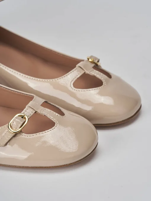 Décolleté e slingback tacco 3cm vernice beige