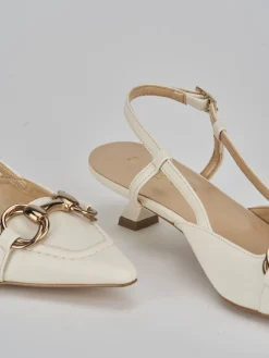 Décolleté e slingback tacco 3cm pelle bianco