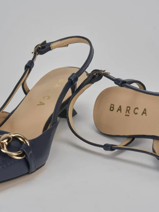 Décolleté e slingback tacco 3cm pelle blu