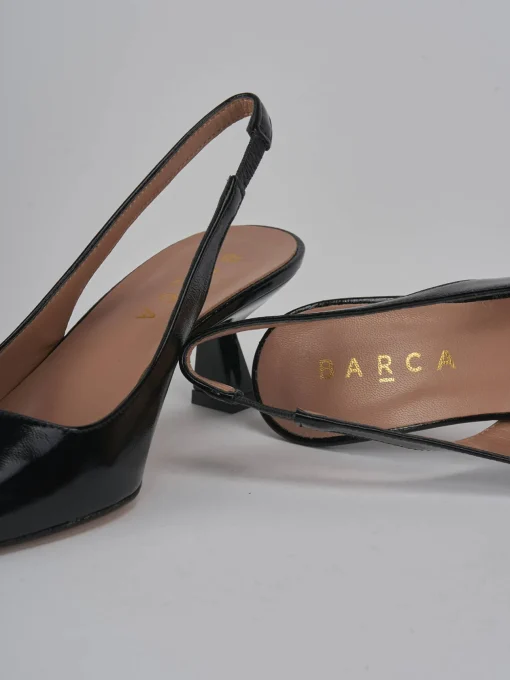 Décolleté e slingback tacco 6cm vernice nero