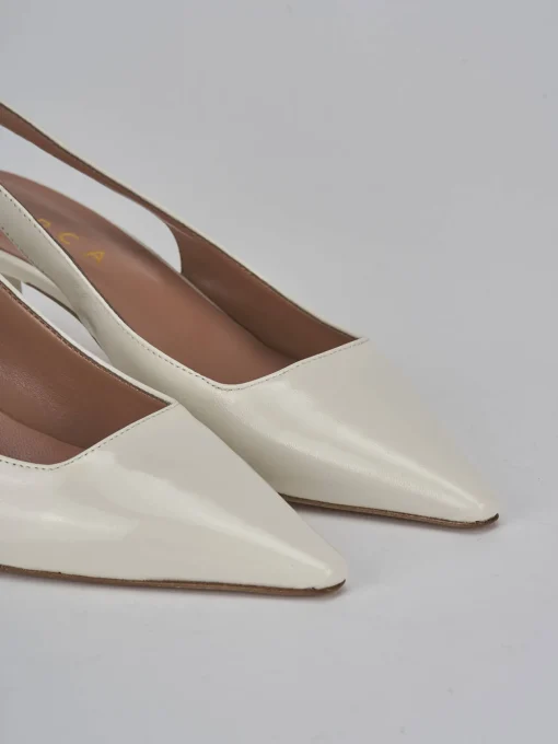Décolleté e slingback tacco 6cm vernice bianco