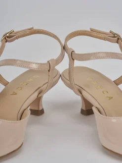 Décolleté e slingback tacco 4cm vernice beige