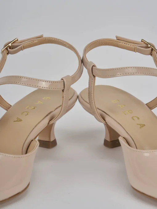 Décolleté e slingback tacco 4cm vernice beige