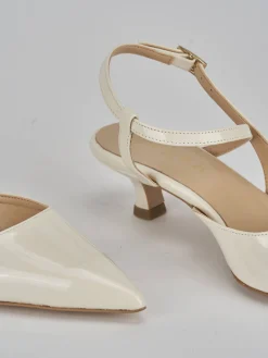 Décolleté e slingback tacco 4cm vernice bianco