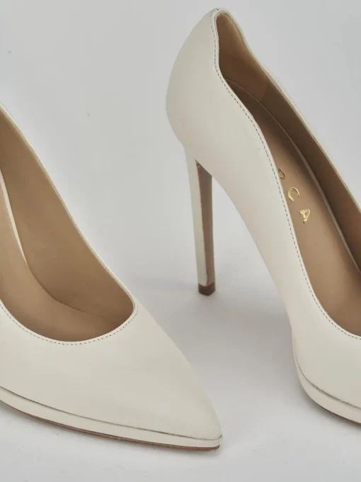 Décolleté e slingback tacco 11cm pelle bianco