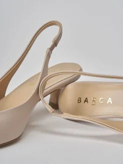 Décolleté e slingback tacco 3cm pelle beige