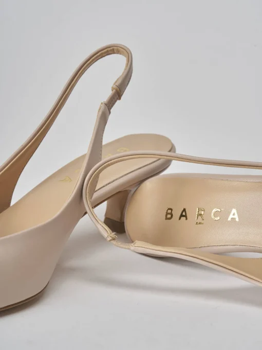 Décolleté e slingback tacco 3cm pelle beige