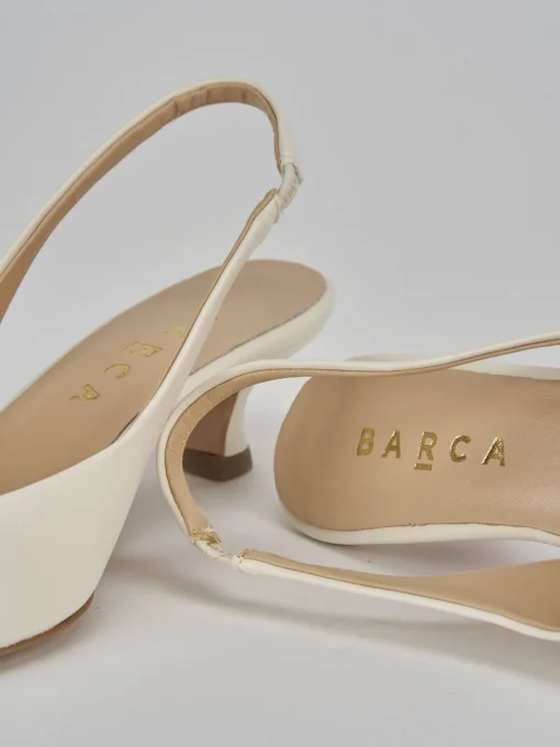 Décolleté e slingback tacco 3cm pelle bianco