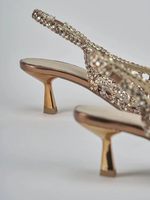 Décolleté e slingback tacco 4cm pelle bronzo