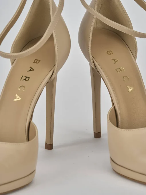 Décolleté e slingback tacco 11cm pelle marrone